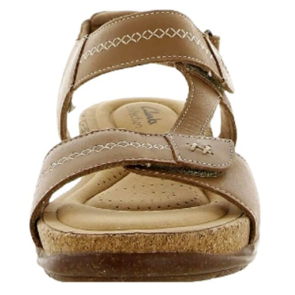 Clarks Women's Roseville Mae Light Tan Leather Flat Sandals Size 12M - Picture 3 of 11